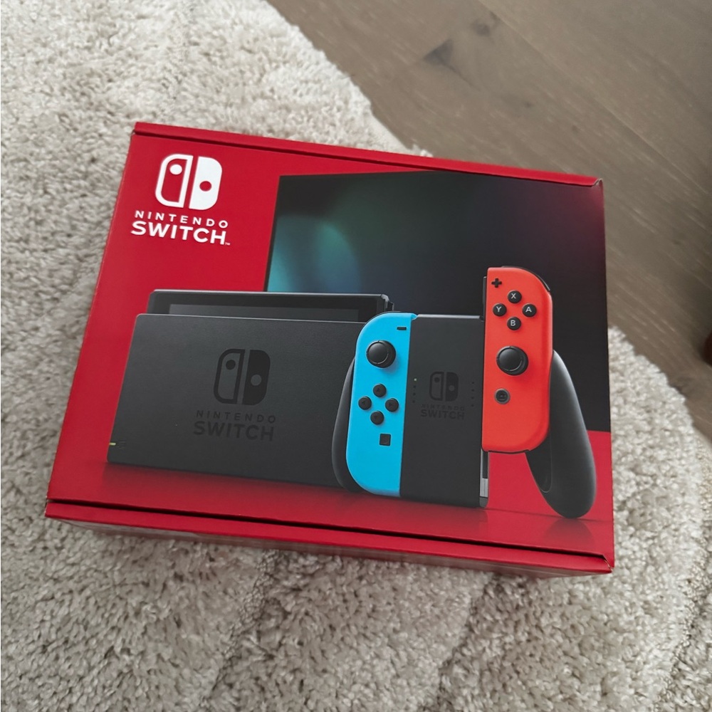 nintendo switch in neon blue/neon red joy con
